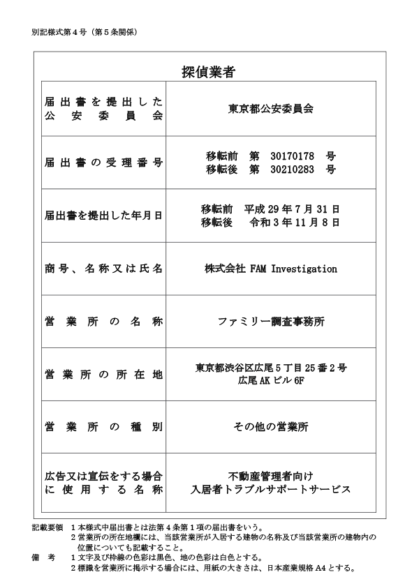 探偵業標識拡大図